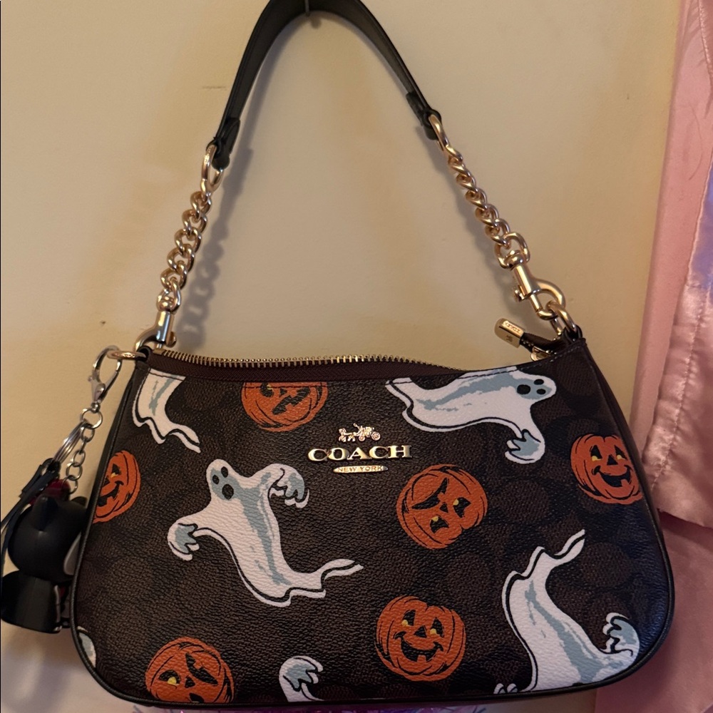 Coach Brown Bag with Ghost and Pumpkin Design